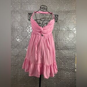 Cantonwalker NWT Strapless Ruffle Backless Pink Teird Flowy Mini Party Dress
